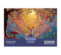 Wild Dog Rabbit and Deer 1000 Pièces Carton Premium Lot de Puzzles Woodland Animals Anti-Stress Jeu Familial Puzzles pour Adultes Et Enfants 70x50cm/1000pcs