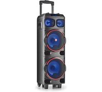Wild Dub 1 - Haut-Parleur Portable 300W Compatible Avec La Technologie Stéréo Bluetooth Et True Wireless,Double Subwoofer 8"""" + Double Tweeter 3"""" (Micro Sd/Usb/Aux In/),Roues,Couleur Noir