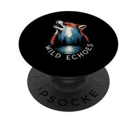 Wild Echoes Hurlant Wolf Forest Reflection PopSockets PopGrip Adhésif