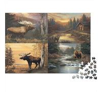 Wild Elk Forest Puzzle 1000 Pièces Adulte avec Couleurs Éclatantes, Puzzles pour Adultes Forêt d'orignauxénigme De Compétence Logique pour Une Activité Zen, Puzzle C