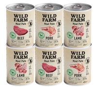Wild Farm Pate Bœuf 6x400 g - Alimentation sans gluten pour chiens