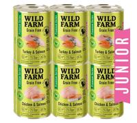 WILD FARM Premium Sans Céréales Dinde et Saumon / Poulet et Saumon Junior 12x400g - aliment sans céréales pour chatons