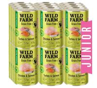 WILD FARM Premium Sans Céréales Dinde et Saumon / Poulet et Saumon Junior 24x400g - aliment sans céréales pour chatons
