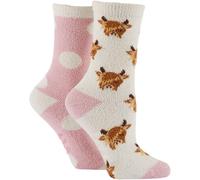 Wild Feet Wild Feet Cream Supersoft Fun Leisure Socks 2 Pack