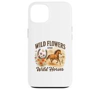 Wild Flowers and Wild Horses Western Watercolor Graphic Coque pour iPhone 13