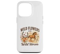 Wild Flowers and Wild Horses Western Watercolor Graphic Coque pour iPhone 13 Pro