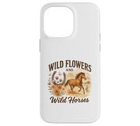 Wild Flowers and Wild Horses Western Watercolor Graphic Coque pour iPhone 14 Pro Max