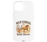 Wild Flowers and Wild Horses Western Watercolor Graphic Coque pour iPhone 15