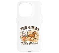 Wild Flowers and Wild Horses Western Watercolor Graphic Coque pour iPhone 15 Pro