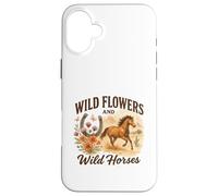 Wild Flowers and Wild Horses Western Watercolor Graphic Coque pour iPhone 16 Plus