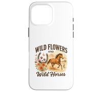 Wild Flowers and Wild Horses Western Watercolor Graphic Coque pour iPhone 16 Pro Max