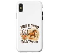 Wild Flowers and Wild Horses Western Watercolor Graphic Coque pour iPhone X/XS