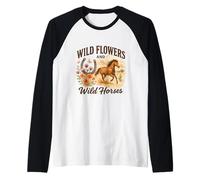 Wild Flowers and Wild Horses Western Watercolor Graphic Manche Raglan
