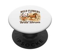 Wild Flowers and Wild Horses Western Watercolor Graphic PopSockets PopGrip Adhésif