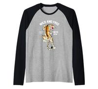 Wild & Free Enjoy Cool Brave Tokyo Japan Wild Tiger Graphic Manche Raglan