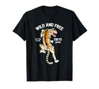 Wild & Free Enjoy Cool Brave Tokyo Japan Wild Tiger Graphic T-Shirt