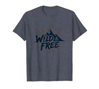 Wild & Free Mountain Adventure Nuit étoilée T-Shirt, Homme, Bleu Chiné, L