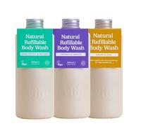 Wild - Gel Douche Naturel Rechargeable 300ml - Lot de 3 Gels Douche Rechargeables aux Parfums Différents - Coconut & Vanilla, Fresh Cotton & Amber & Oud