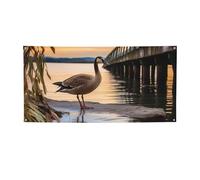 Wild Goose By The Bridge - Grande bannière de fête personnalisée avec œillets - Toile de fond pour fête d'anniversaire, mariage, extérieur et intérieur - Petite taille