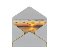 Wild Goose By The Bridge Lot de 2 cartes de vœux horizontales avec bordure dorée et enveloppe pour vacances, anniversaire, anniversaire de mariage, fête