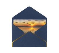 Wild Goose By The Bridge Lot de 2 cartes de vœux horizontales avec bordure dorée et enveloppe pour vacances, anniversaire, anniversaire de mariage, fête