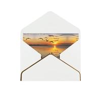 Wild Goose By The Bridge Lot de 2 cartes de vœux horizontales avec bordure dorée et enveloppe pour vacances, anniversaire, anniversaire de mariage, fête