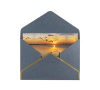 Wild Goose By The Bridge Lot de 2 cartes de vœux horizontales avec bordure dorée et enveloppe pour vacances, anniversaire, anniversaire de mariage, fête