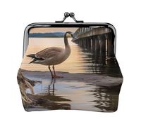 Wild Goose By The Bridge Petit porte-monnaie pour femme, porte-monnaie en cuir avec fermeture à baiser, joli porte-monnaie, porte-monnaie porte-monnaie porte-monnaie porte-clés