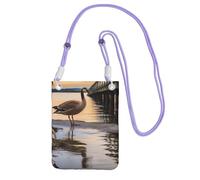 Wild Goose By The Bridge Sac à main pour téléphone portable pour femme, pochette pour téléphone portable, étui portefeuille avec bandoulière violette