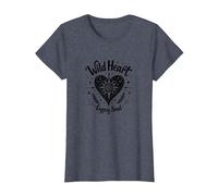 Wild Heart Gypsy Soul Bohemian Spirit Celestial T-Shirt, Femme, Bleu Chiné, M