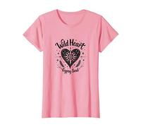 Wild Heart Gypsy Soul Bohemian Spirit Celestial T-Shirt, Femme, Rose, M