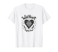 Wild Heart Gypsy Soul Bohemian Spirit Celestial T-Shirt, Homme, Blanc, XL