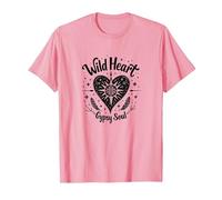 Wild Heart Gypsy Soul Bohemian Spirit Celestial T-Shirt, Homme, Rose, L