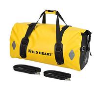 WILD HEART Sac étanche 55L, 66L, 77L, pour Moto, Voyage, Vélo, Randonnée, Camping (77L, Jaune)