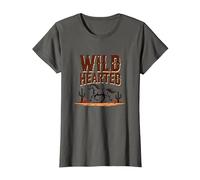 Wild Hearted Cowgirls Western Spirit Cheval du désert Rustique T-Shirt, Femme, Asphalte, 3XL
