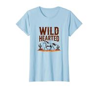Wild Hearted Cowgirls Western Spirit Cheval du désert Rustique T-Shirt, Femme, Bleu Céleste, M