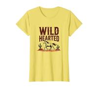 Wild Hearted Cowgirls Western Spirit Cheval du désert Rustique T-Shirt, Femme, Citron, M
