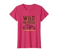 Wild Hearted Cowgirls Western Spirit Cheval du désert Rustique T-Shirt, Femme, Rouge chiné, XS