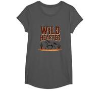 Wild Hearted Cowgirls Western Spirit Cheval du désert Rustique T-Shirt, Fille, Asphalte, L
