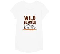 Wild Hearted Cowgirls Western Spirit Cheval du désert Rustique T-Shirt, Fille, Blanc, XS
