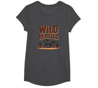 Wild Hearted Cowgirls Western Spirit Cheval du désert Rustique T-Shirt, Fille, Chiné Foncé, XS