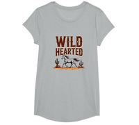 Wild Hearted Cowgirls Western Spirit Cheval du désert Rustique T-Shirt, Fille, Gris Chiné, M