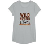 Wild Hearted Cowgirls Western Spirit Cheval du désert Rustique T-Shirt, Fille, Gris Chiné, S