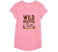 Wild Hearted Cowgirls Western Spirit Cheval du désert Rustique T-Shirt, Fille, Rose, L
