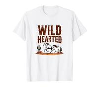 Wild Hearted Cowgirls Western Spirit Cheval du désert Rustique T-Shirt, Homme, Blanc, XL