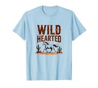 Wild Hearted Cowgirls Western Spirit Cheval du désert Rustique T-Shirt, Homme, Bleu Céleste, S
