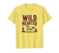 Wild Hearted Cowgirls Western Spirit Cheval du désert Rustique T-Shirt, Homme, Citron, L