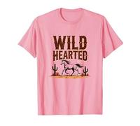 Wild Hearted Cowgirls Western Spirit Cheval du désert Rustique T-Shirt, Homme, Rose, M