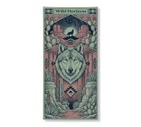 Wild Horizon Bannière décorative pour porte - Motif loup du désert bohème - Décoration d'intérieur et d'extérieur - Fournitures de fête d'automne - 91 x 183 cm