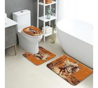 Wild Horse Lot de 3 tapis de salle de bain en flanelle absorbant et antidérapant en forme de U à séchage rapide Motif cheval sauvage